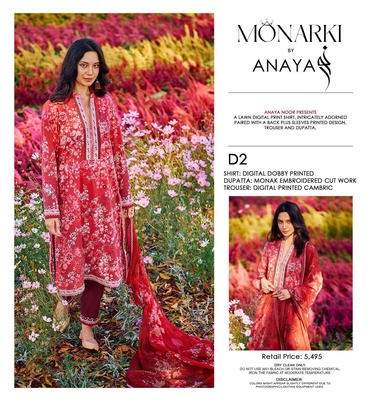 Monarki Print Emb Lawn-3PC