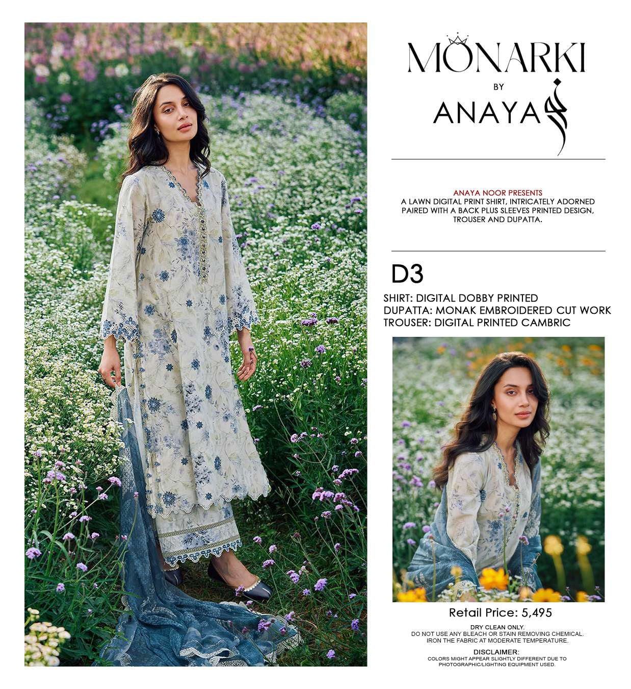Monarki Print Emb Lawn-3PC