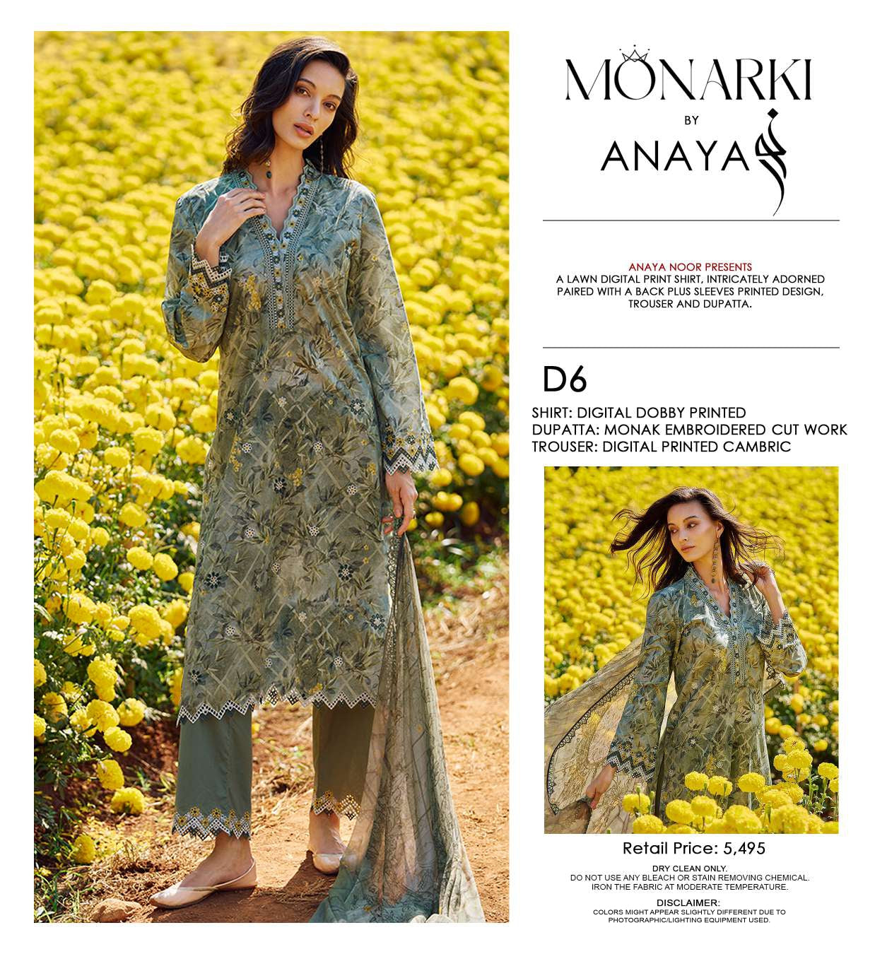 Monarki Print Emb Lawn-3PC