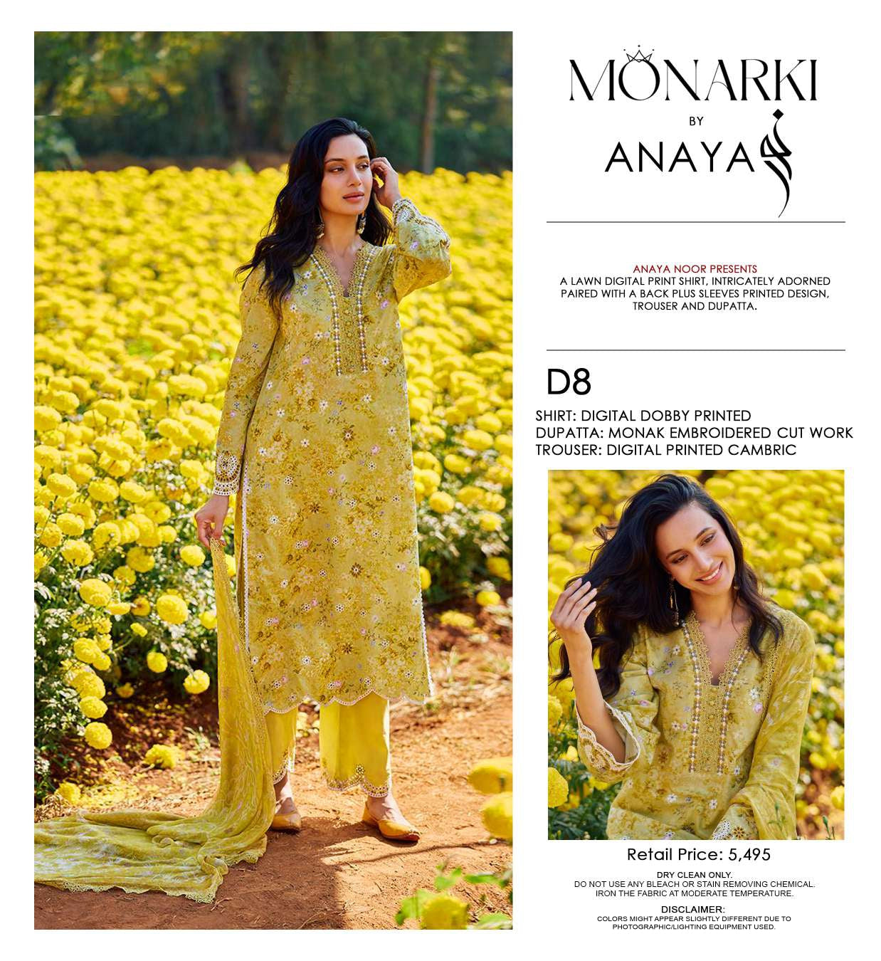 Monarki Print Emb Lawn-3PC