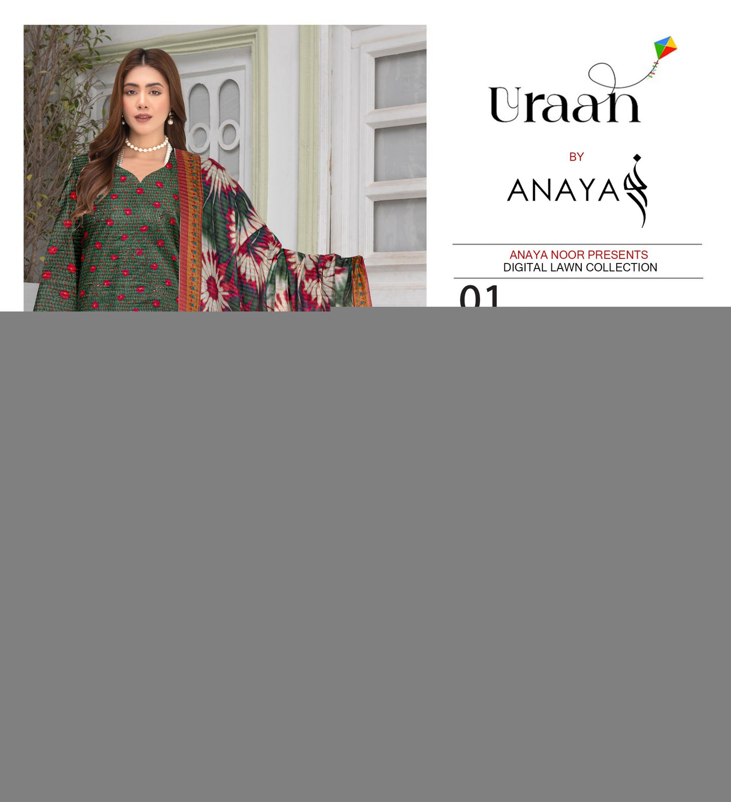 Anaya Print Emb Lawn-3PC