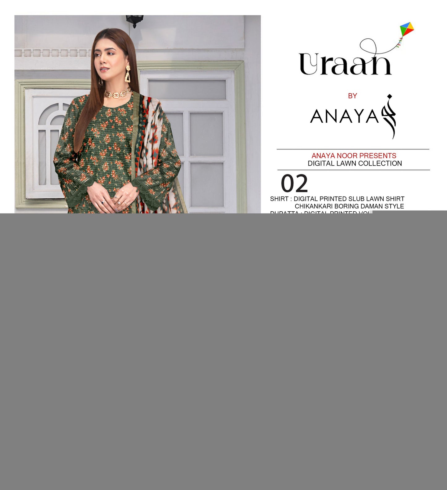 Anaya Print Emb Lawn-3PC