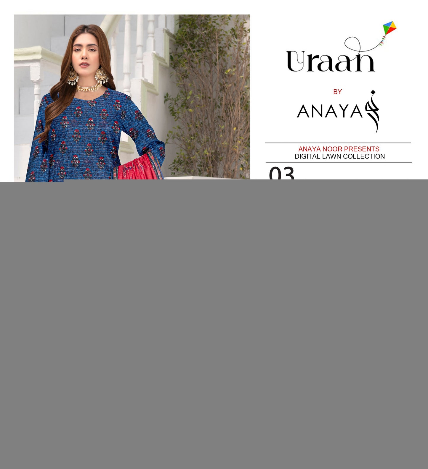 Anaya Print Emb Lawn-3PC