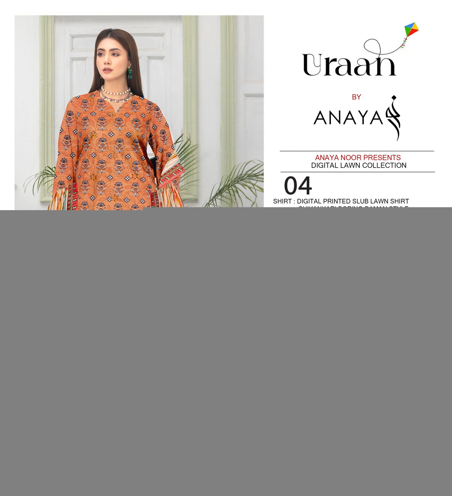 Anaya Print Emb Lawn-3PC