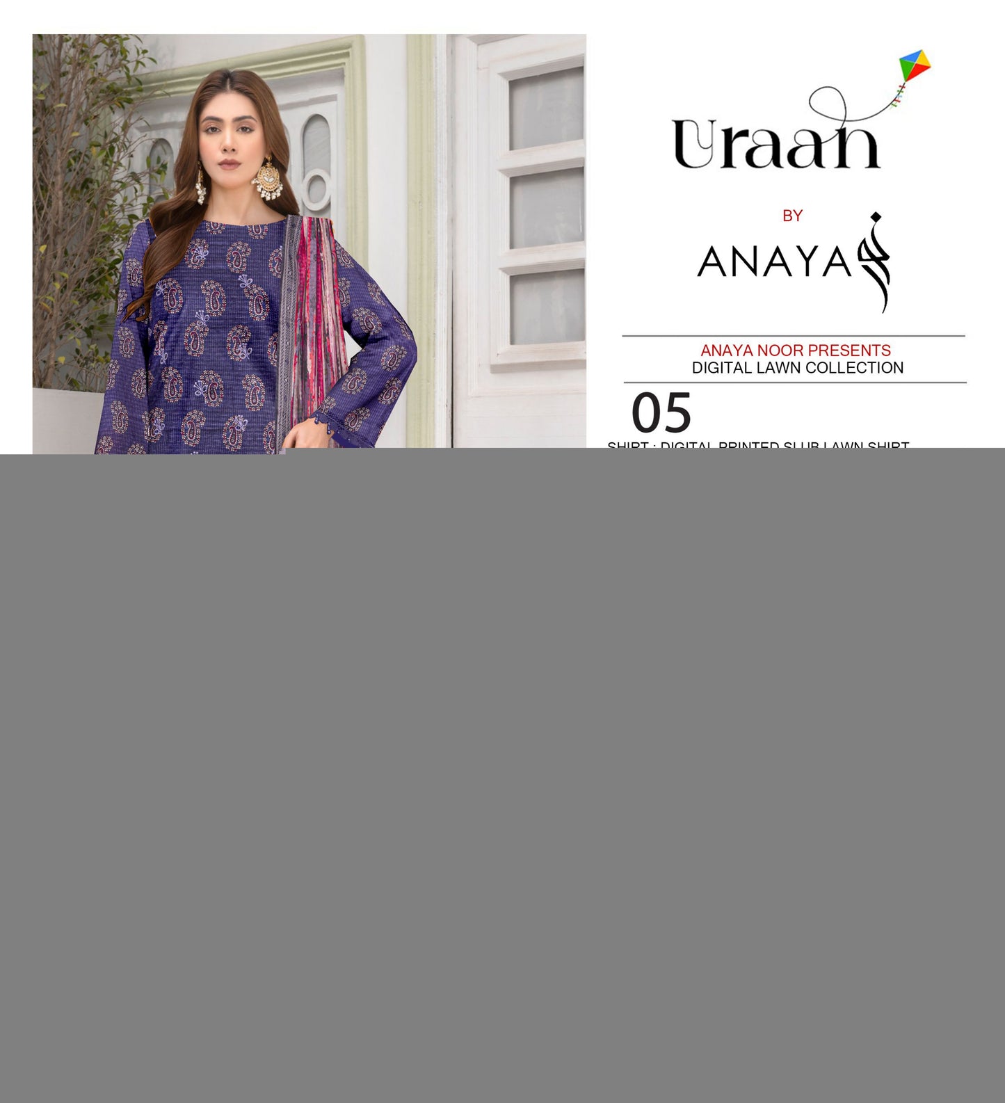 Anaya Print Emb Lawn-3PC