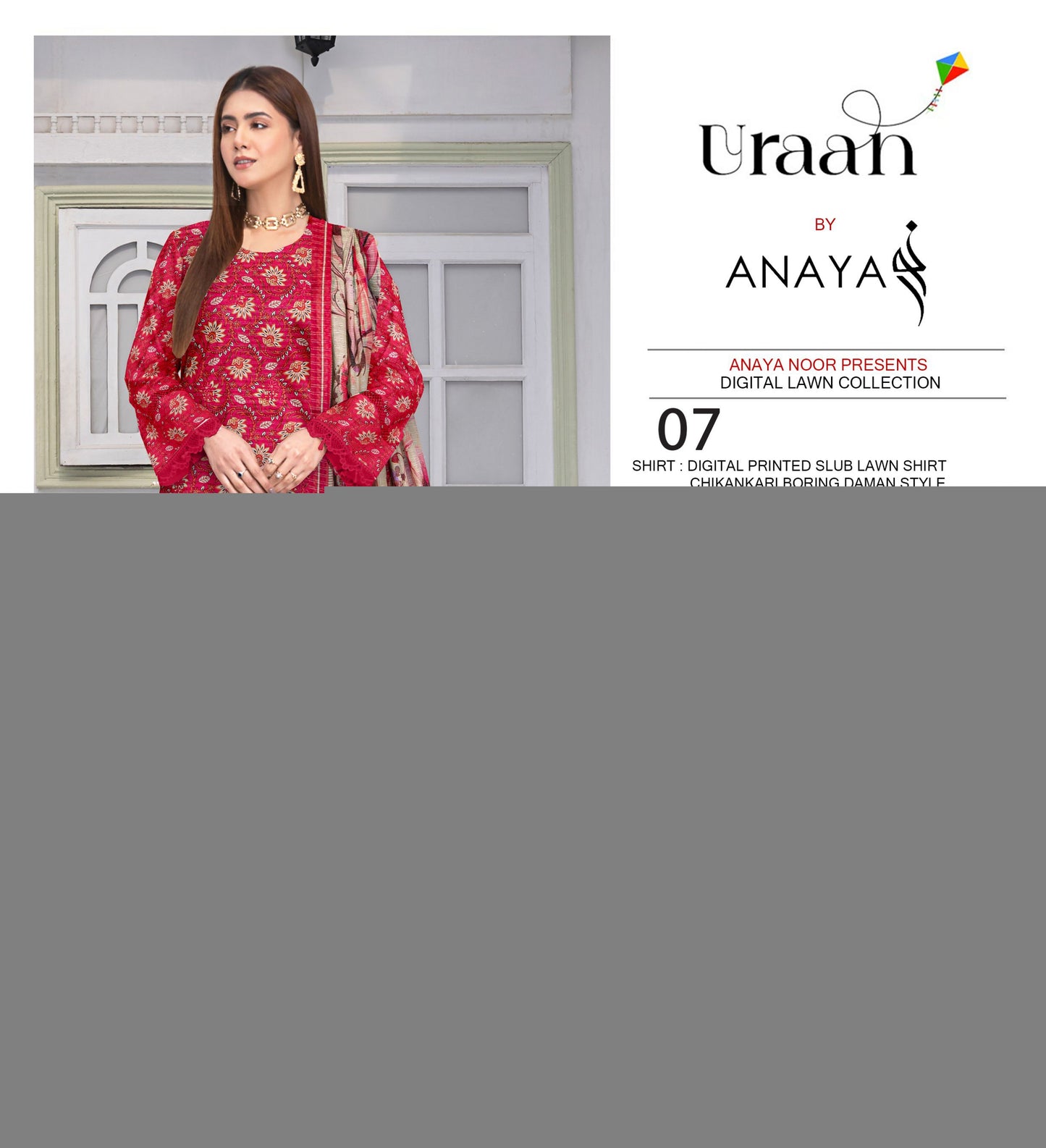 Anaya Print Emb Lawn-3PC