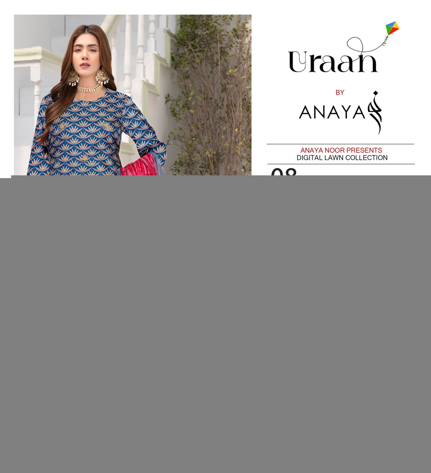 Anaya Print Emb Lawn-3PC