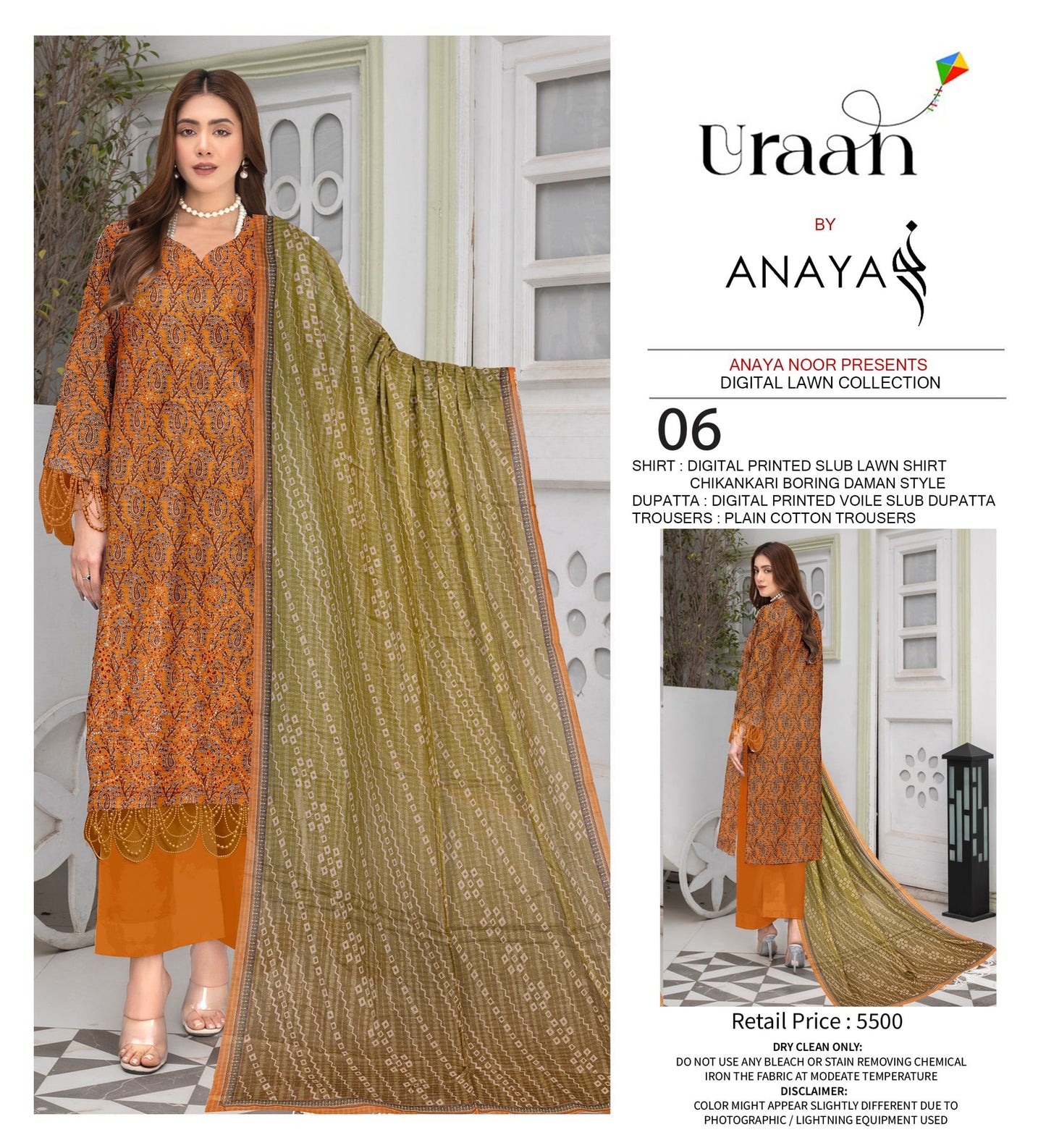 Anaya Print Emb Lawn-3PC