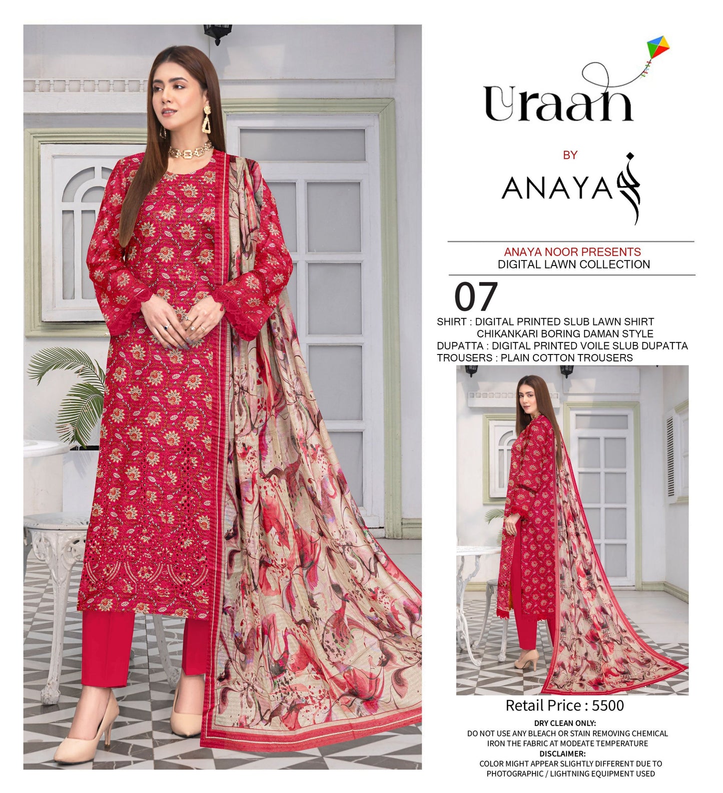 Anaya Print Emb Lawn-3PC