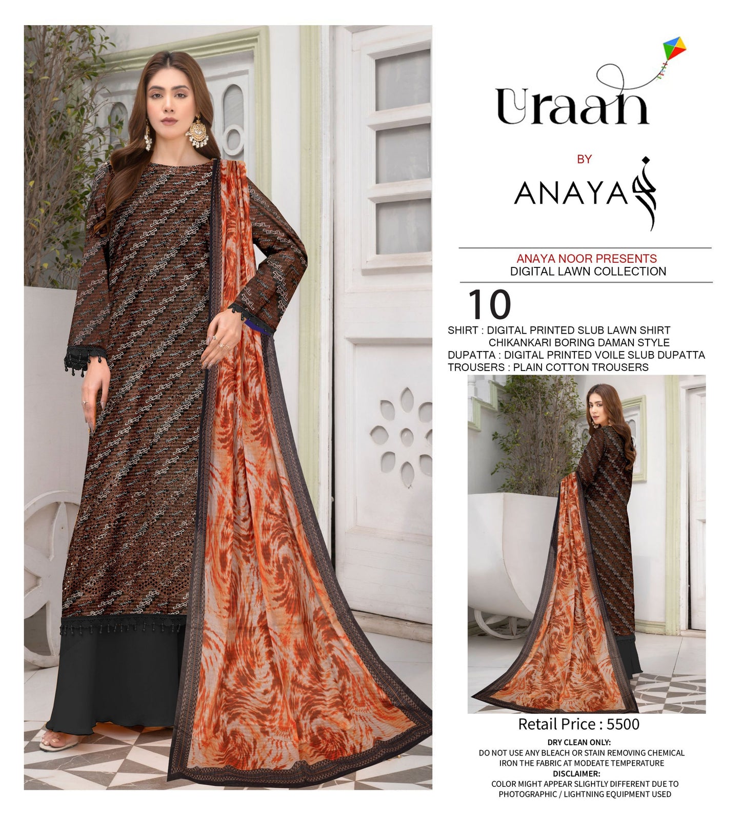Anaya Print Emb Lawn-3PC