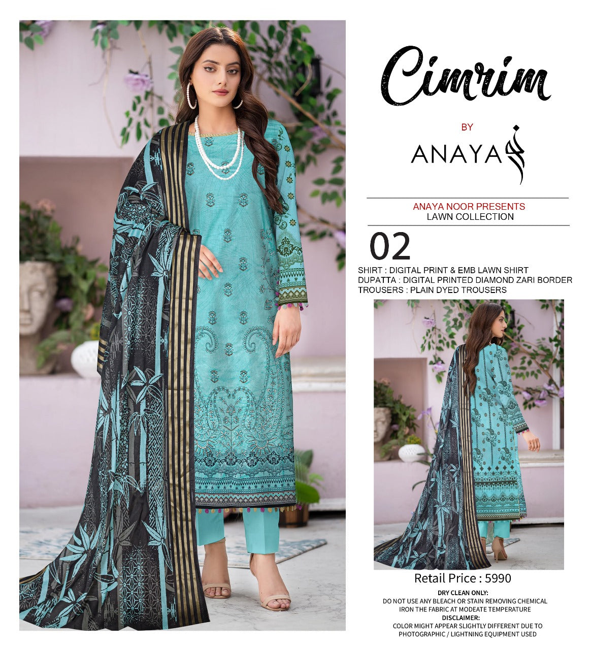 Cimrim Print Emb Lawn-3PC