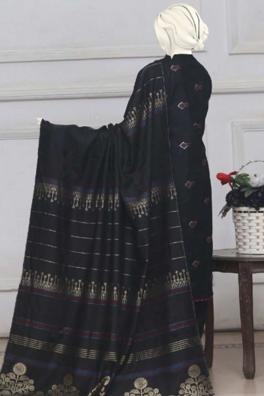Mehr-U-Nisa Embroidered Slub Dhanak-3PC