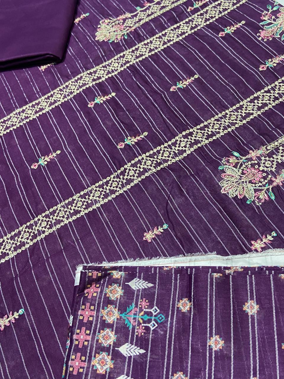 Digital Print With Heavy Emb Lawn-3PC