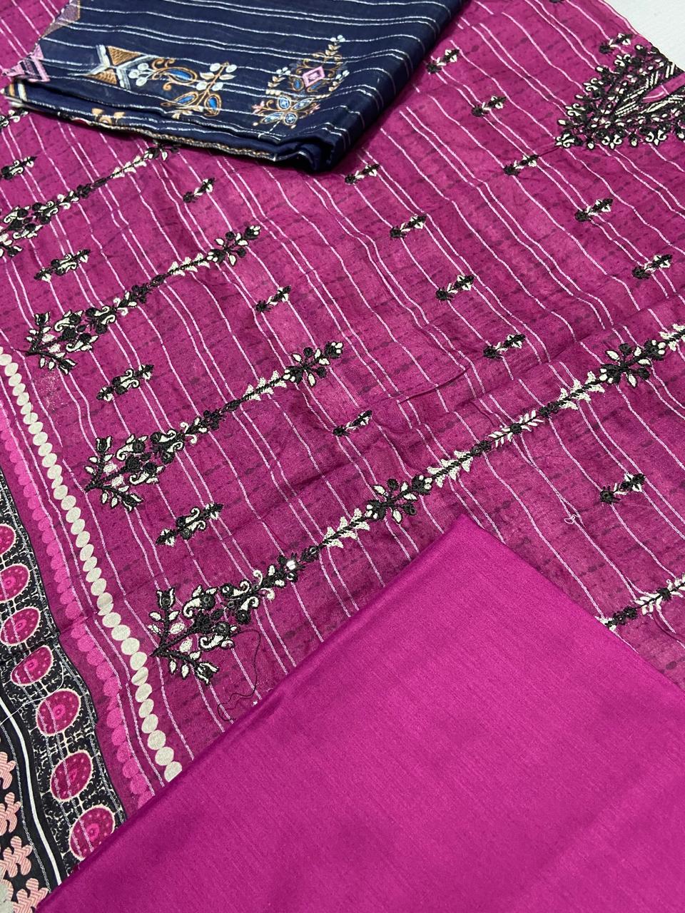 Digital Print With Heavy Emb Lawn-3PC