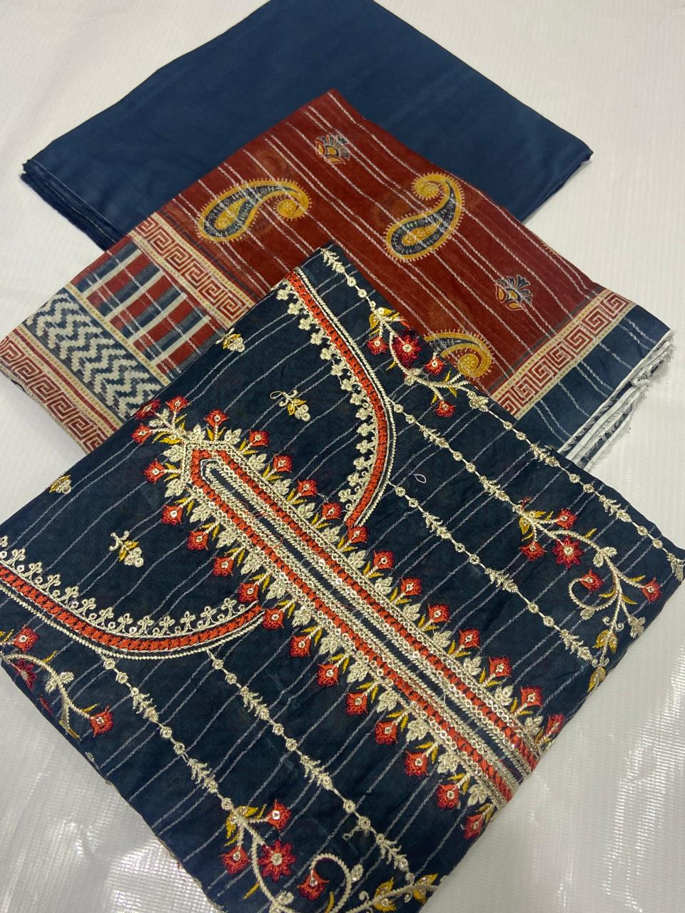 Digital Print With Heavy Emb Lawn-3PC