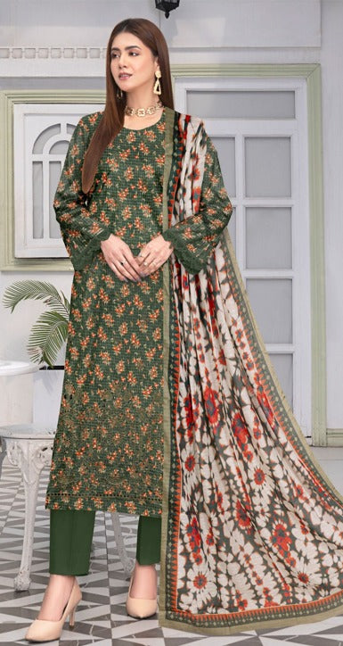 Anaya Print Emb Lawn-3PC