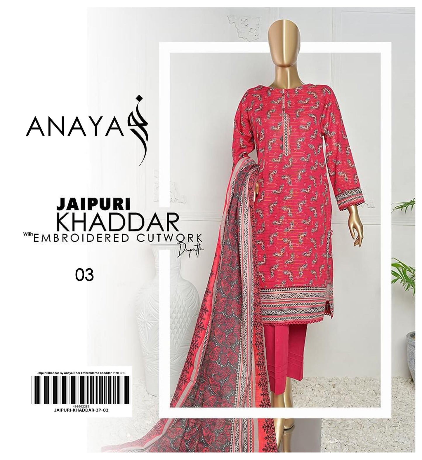 Jaipuri Khaddar By Anaya Noor Embroidered Khaddar-3PC
