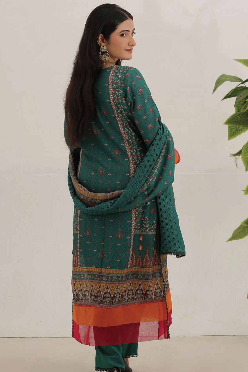 Safron By Anaya Noor Embroidered Karandi-3PC