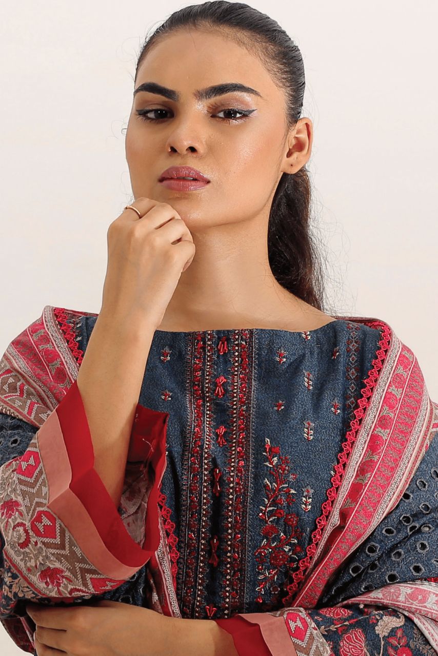 Safron By Anaya Noor Embroidered Karandi-3PC