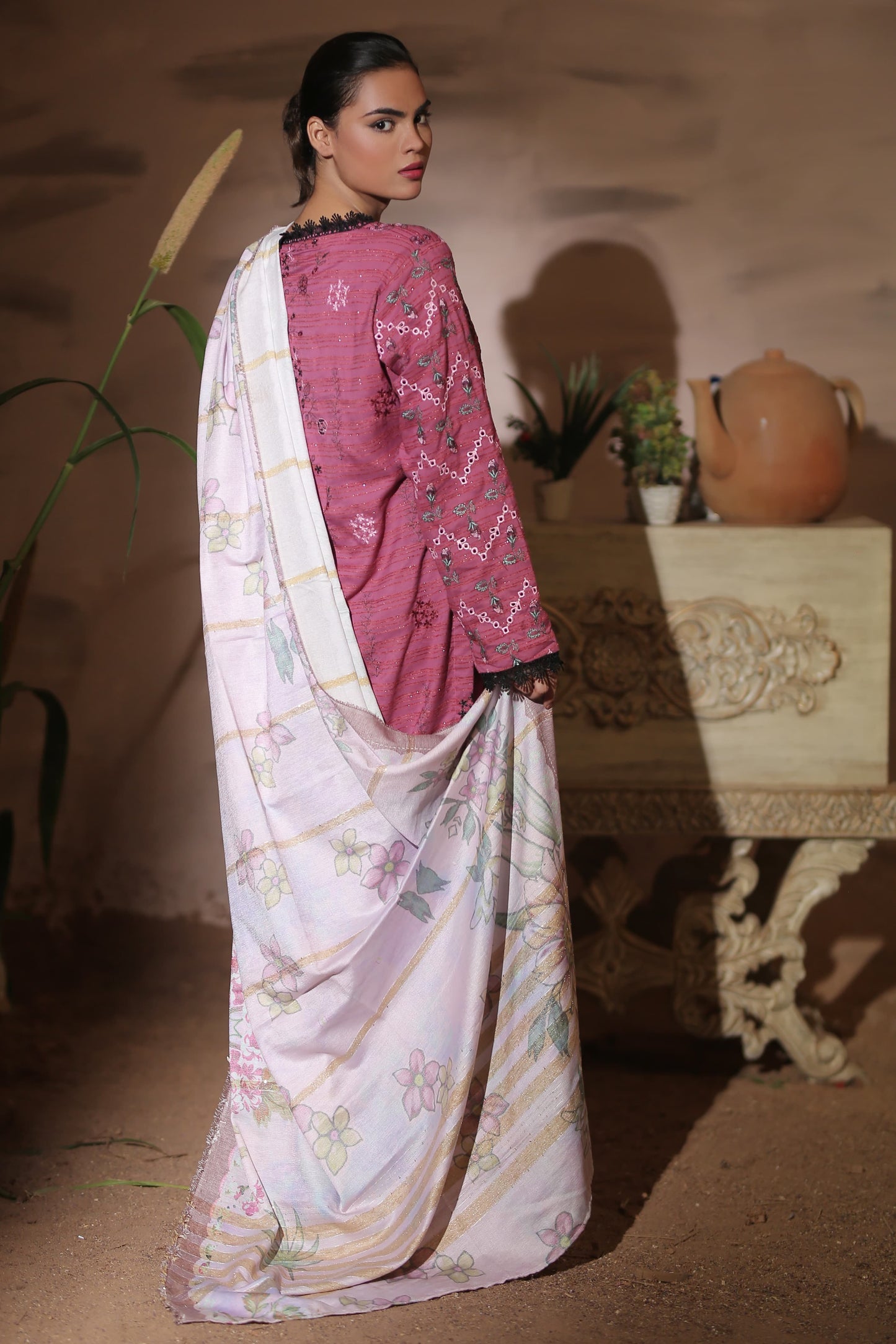 Anaya Noor Julli Emb Peach Wool-3PC