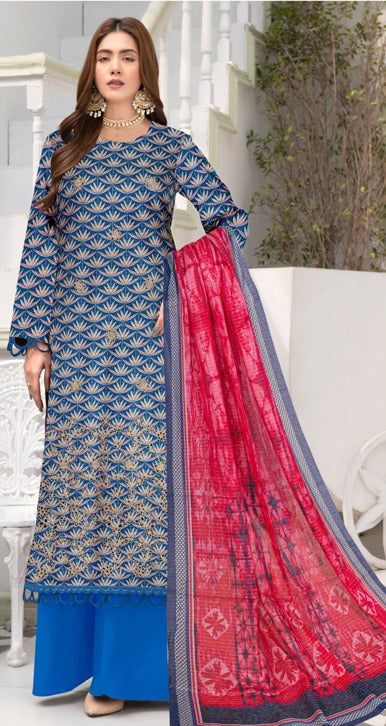 Anaya Print Emb Lawn-3PC