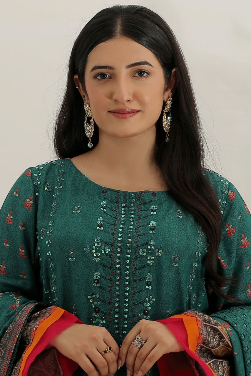 Safron By Anaya Noor Embroidered Karandi-3PC