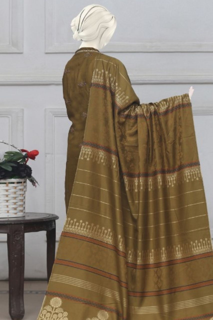 Mehr-U-Nisa Embroidered Slub Dhanak-3PC