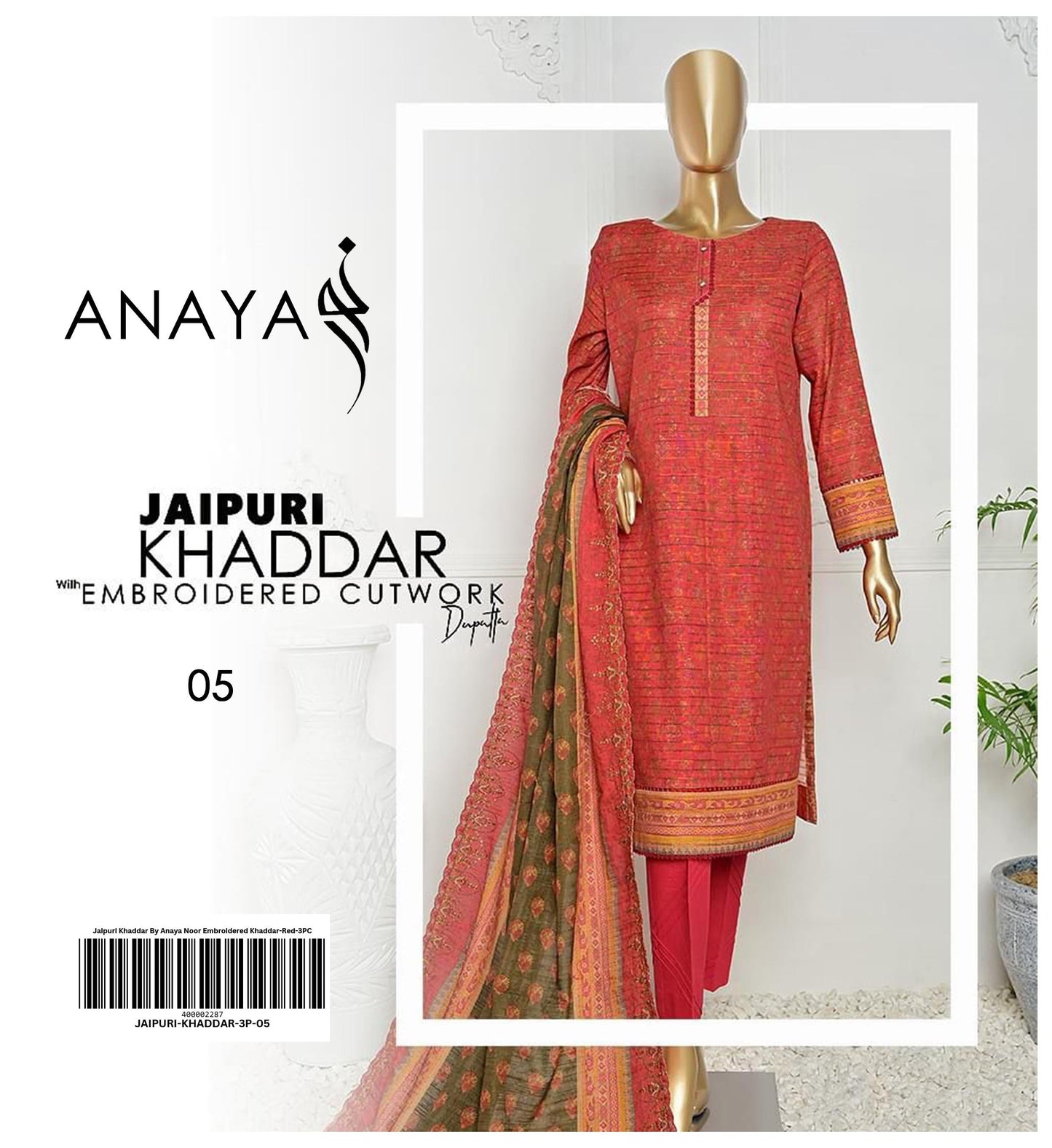Jaipuri Khaddar By Anaya Noor Embroidered Khaddar-3PC