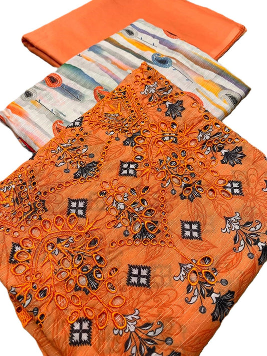 Anaya Print Emb Lawn-3PC