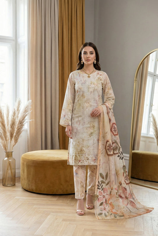 Printkari K-03 | Chikenkari Lawn