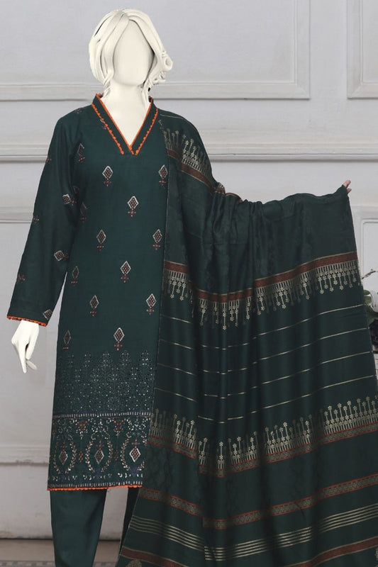 Mehr-U-Nisa Embroidered Slub Dhanak-3PC