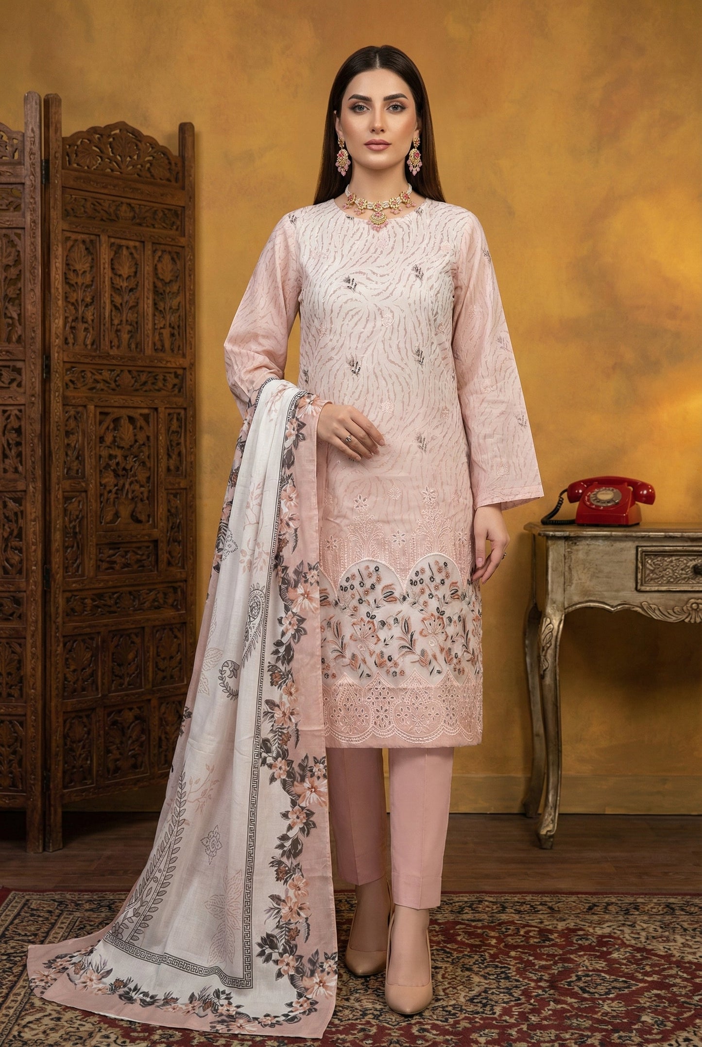 Monaliza MZ-02 | Luxury Emb Lawn 3PC