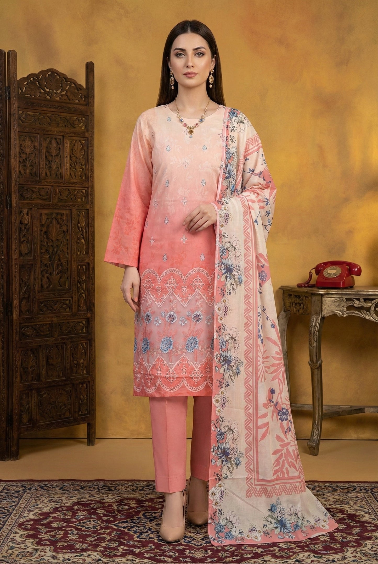 Monaliza MZ-03 | Luxury Emb Lawn 3PC
