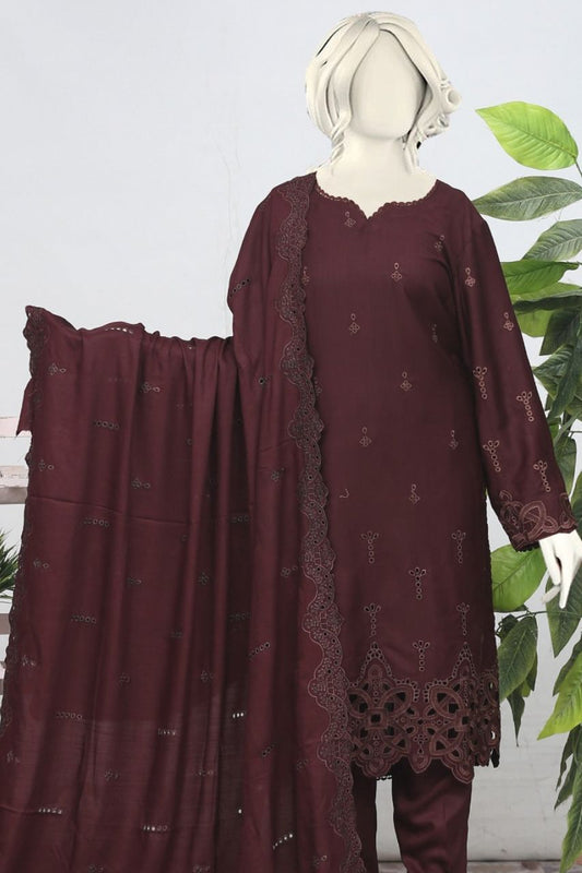 Andaz Aplic Embroidered Slub Marina-3PC