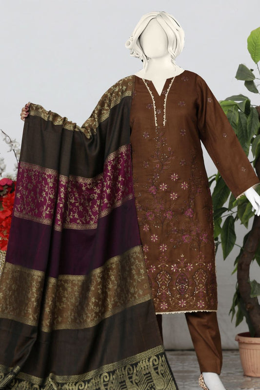 Zauq By Anaya Noor Peach Jacquard-3PC
