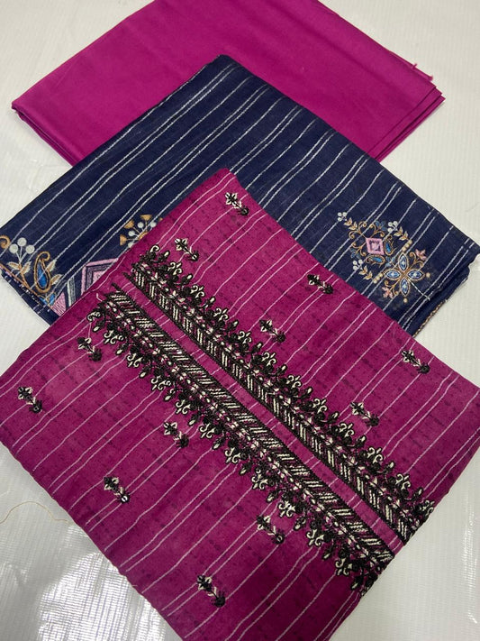 Digital Print With Heavy Emb Lawn-3PC