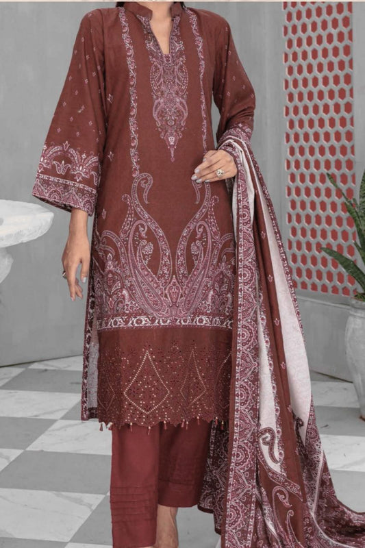 Denara By Anaya Embroidered Slub khaddar-3PC