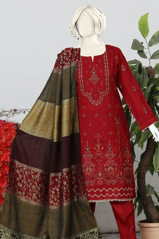 Zauq By Anaya Noor Peach Jacquard-3PC