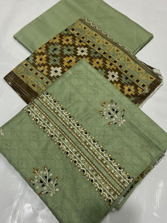 Digital Print With Heavy Emb Lawn-3PC