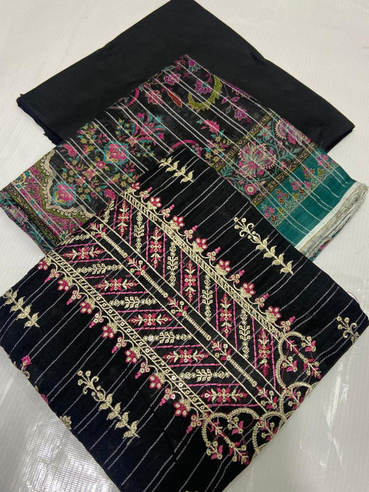 Digital Print With Heavy Emb Lawn-3PC