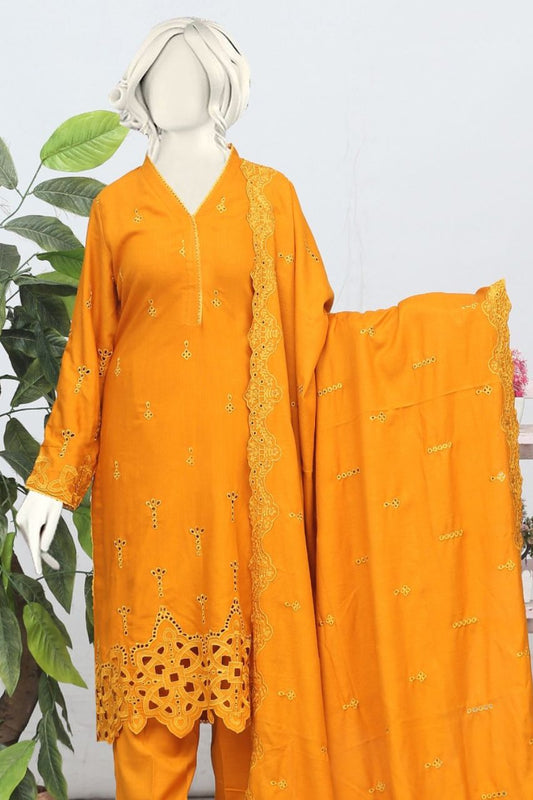 Andaz Aplic Embroidered Slub Marina-3PC