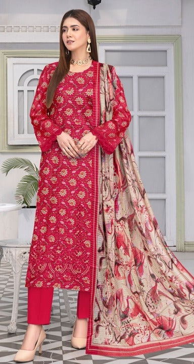 Anaya Print Emb Lawn-3PC
