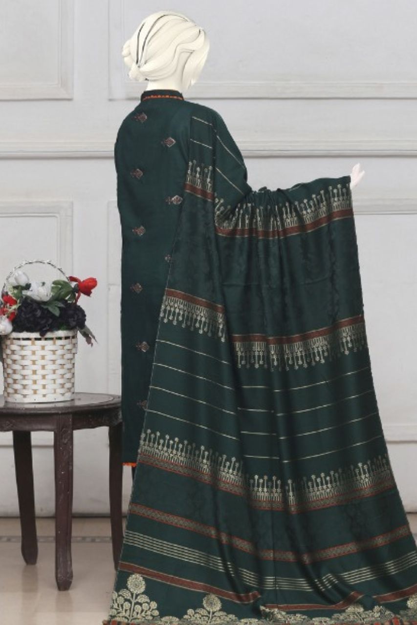 Mehr-U-Nisa Embroidered Slub Dhanak-3PC