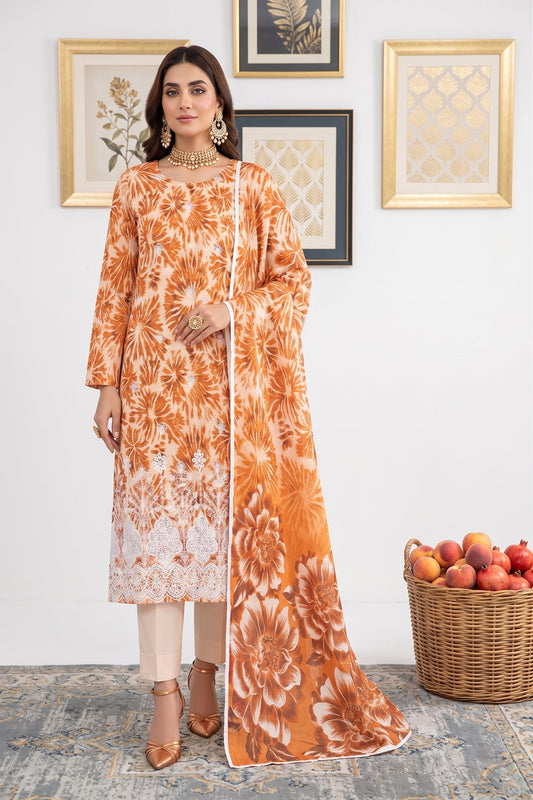 Print Kari By Anaya Noor Heavy Emb Banadora Lawn 3PC