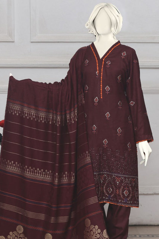 Mehr-U-Nisa Embroidered Slub Dhanak-3PC