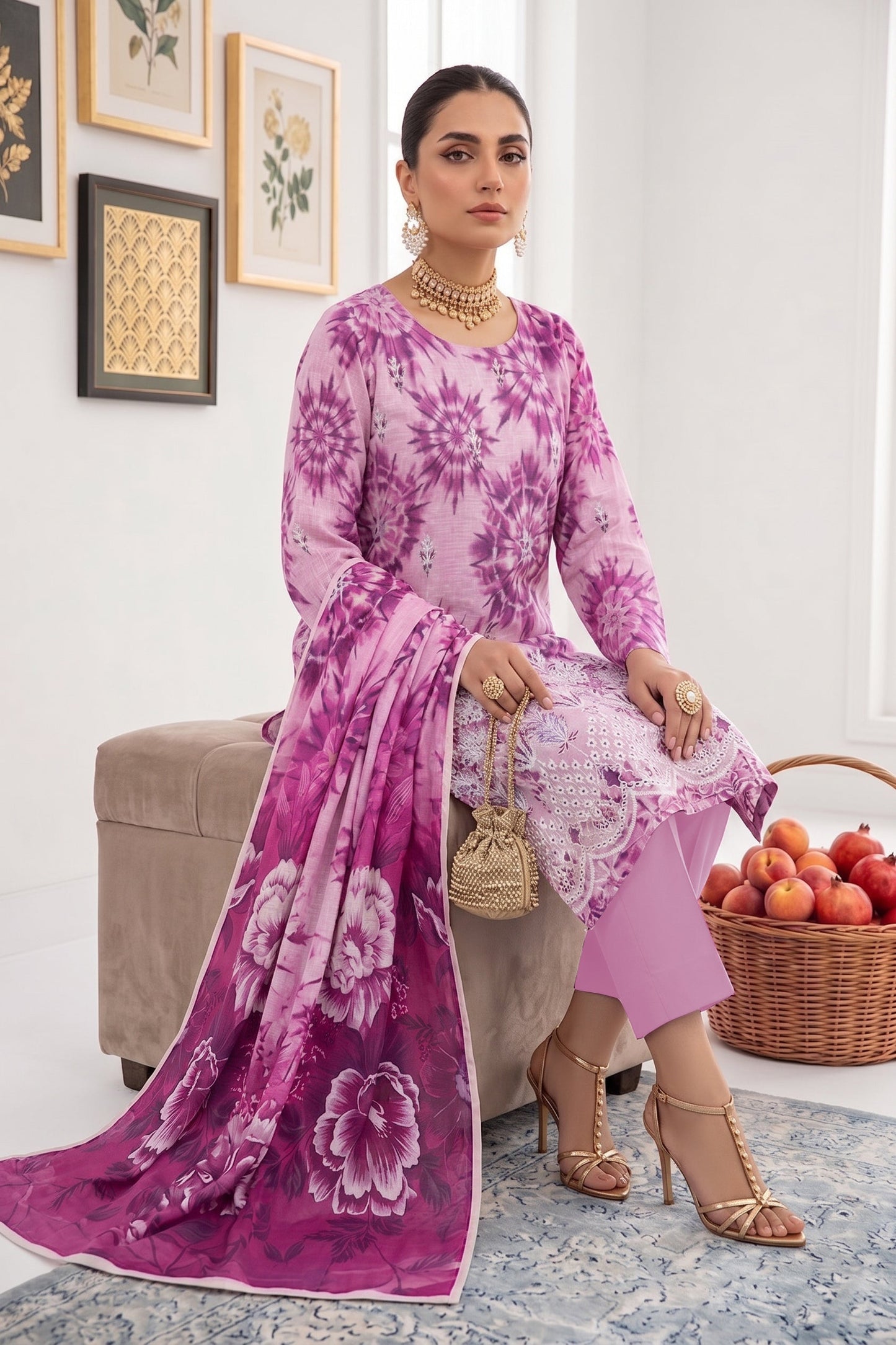 Print Kari By Anaya Noor Heavy Emb Banadora Lawn 3PC