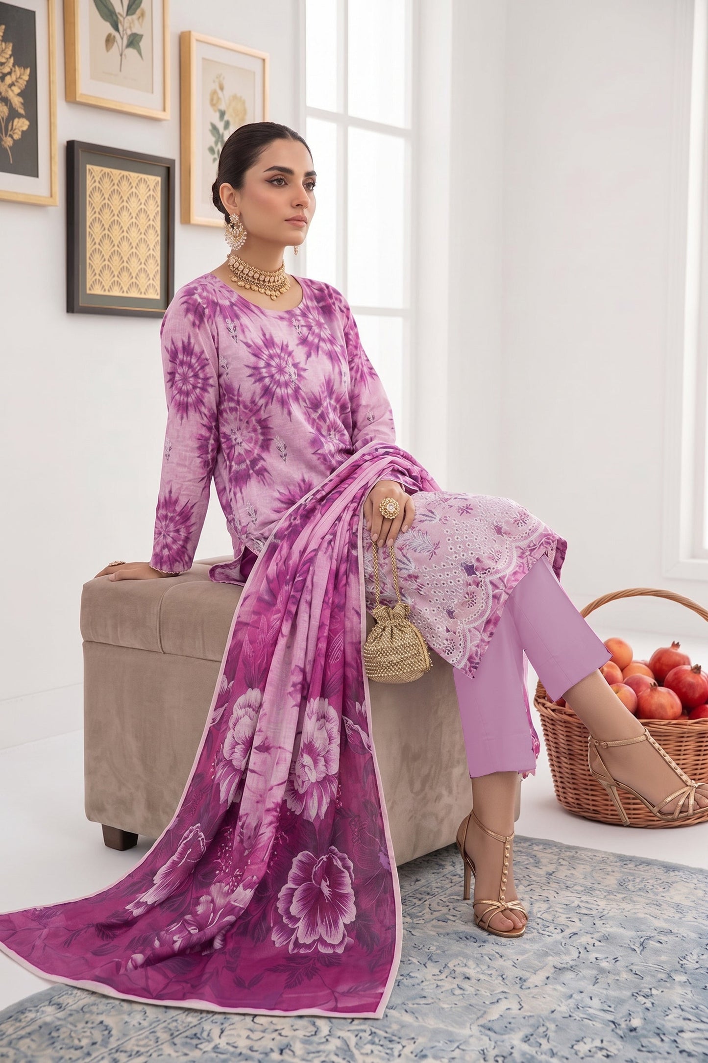 Print Kari By Anaya Noor Heavy Emb Banadora Lawn 3PC