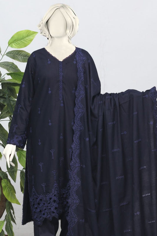 Andaz Aplic Embroidered Slub Marina-3PC
