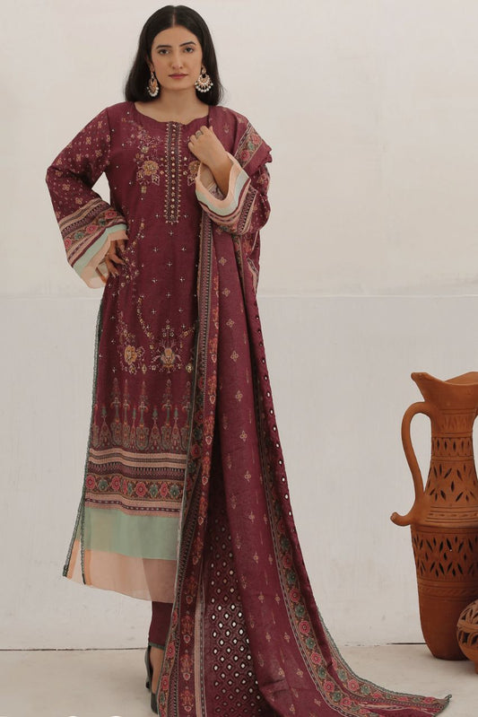 Safron By Anaya Noor Embroidered Karandi-3PC