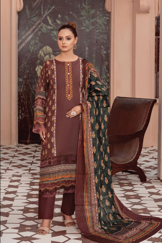 Gull-e-Noor Anaya Digital Print With Emb Patch Lawn-3PC